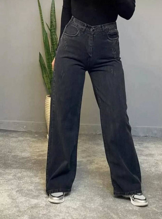 شلوار جین بگ ژوبین کد ۲۳ رنگ آبی متوسط زنانه با تن خور عالی