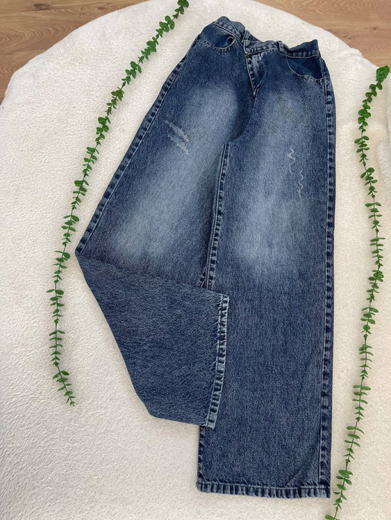 شلوار جین بگ ژوبین کد ۲۳۸ رنگ آبی تیره زنانه مدل واید لج ترند ۲۰۲۵