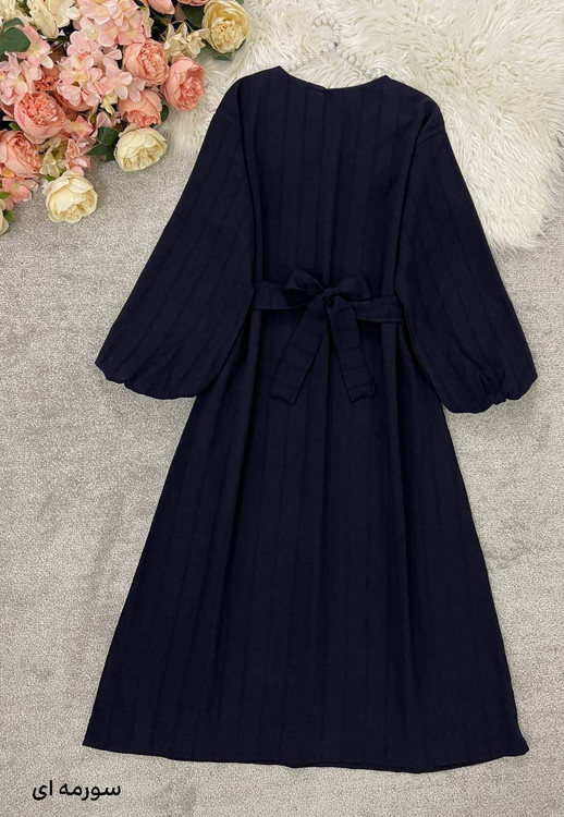 پیراهن بلند جگوار آبی - نمای پشت با برش آزاد و راحت مناسب سایز تا ۴۸