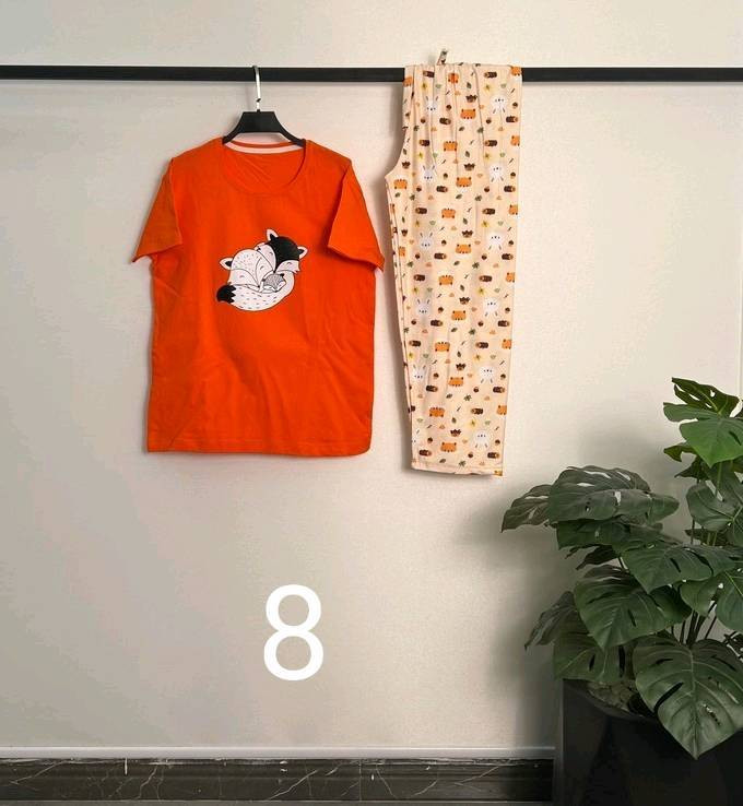 ست تیشرت شلوار کیوت خانگی رنگ ۱۰ پارچه درجه یک