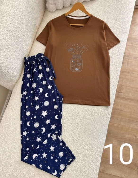 ست تیشرت شلوار کیوت خانگی رنگ ۵ شلوار ویولت اسپان