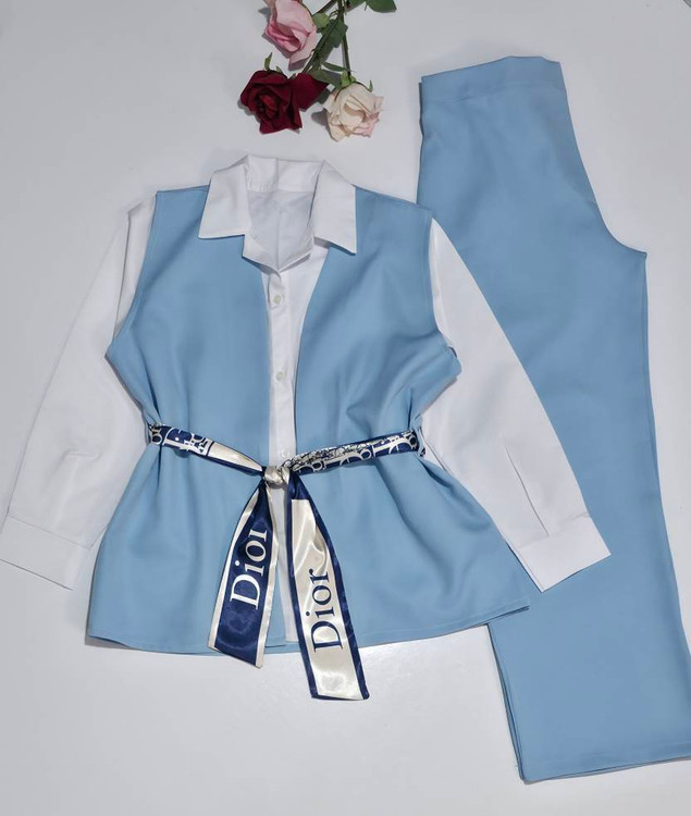 نمای جلو ست شاهکار F - جلیقه شلوار شومیز و کمربند دیور