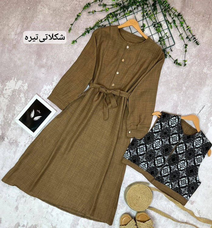 پیراهن جلیقه ماهلین نمای کامل - خرید ست مجلسی زنانه