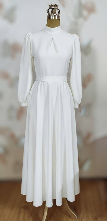 نمای جلو پیراهن تینا F - طراحی بلند و شیک مجلسی