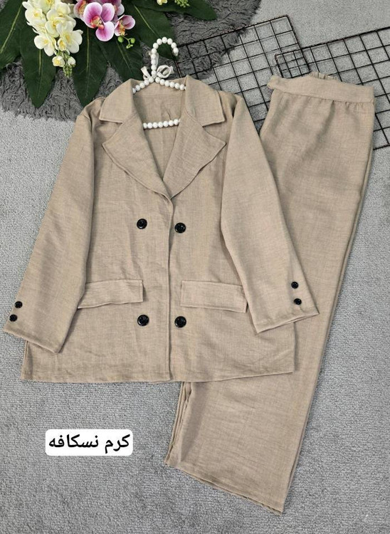 نمای جلو کت شلوار شانتون H صوفیا - پارچه شانتون مرغوب