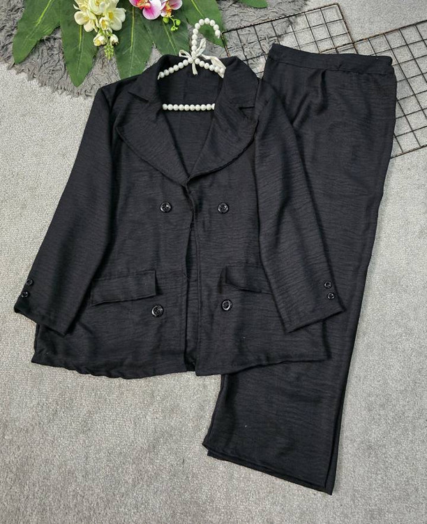 کت شلوار شانتون نمای جانبی - استایل رسمی زنانه