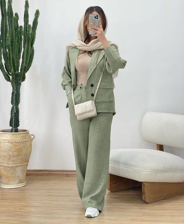 ست کت شلوار شانتون نمای کامل - خرید ست مجلسی زنانه