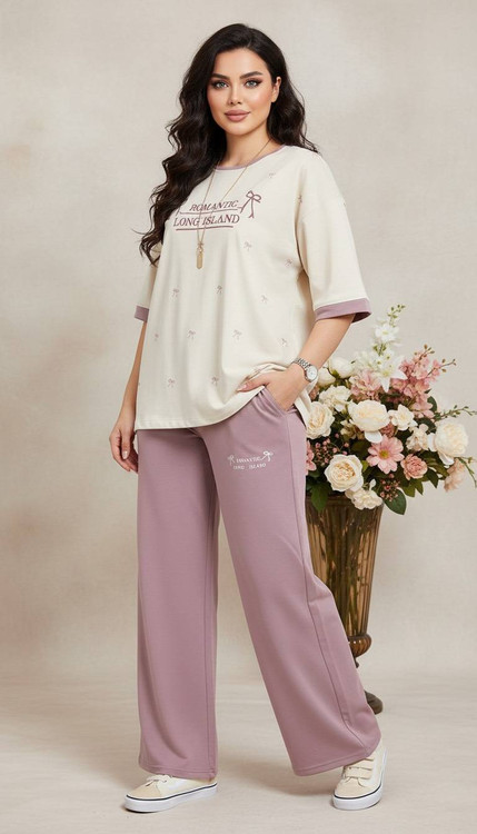 شلوار ست پاپیون نمای جلو - کمر کشی و راحت