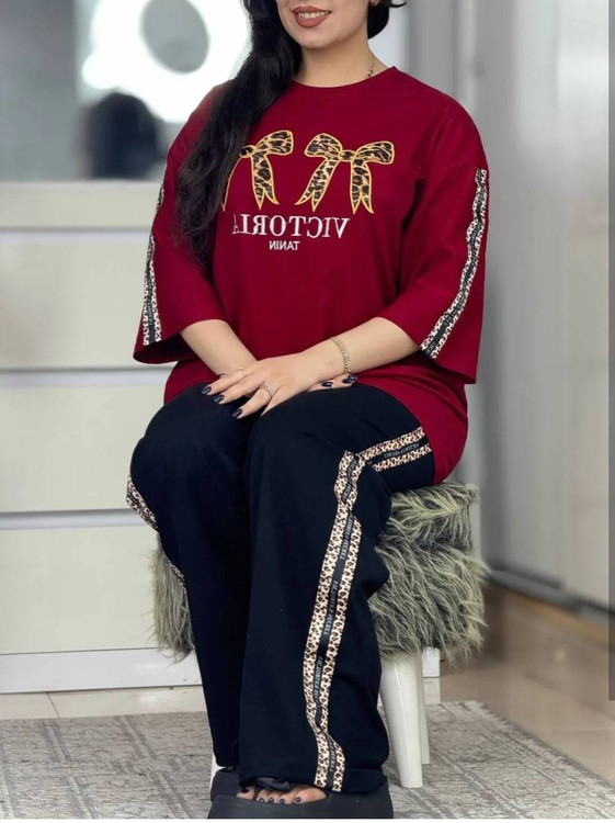 نمای جلو ست پاپیون پلنگی - طرح پلنگی ترند و شیک