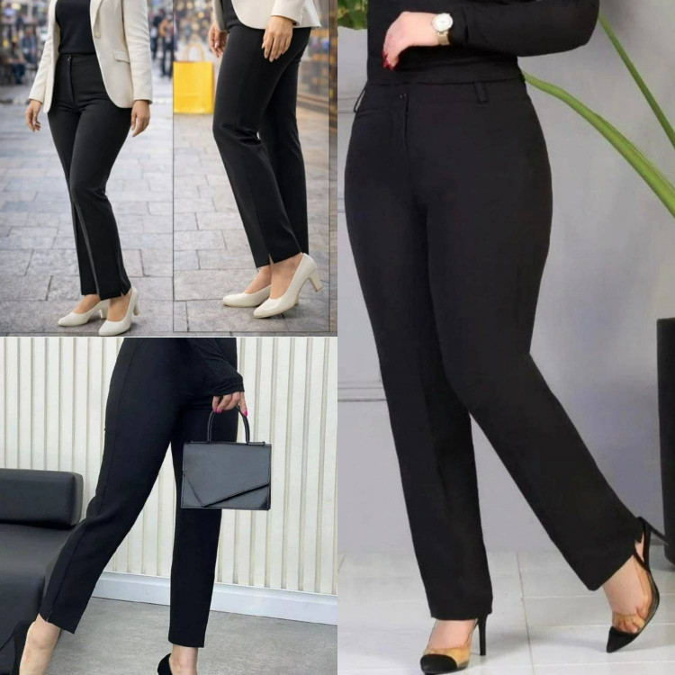 شلوار راسته چاک دار H زنانه پارچه کرپ مجلسی - خرید شلوار زنانه شیک آروما فشن