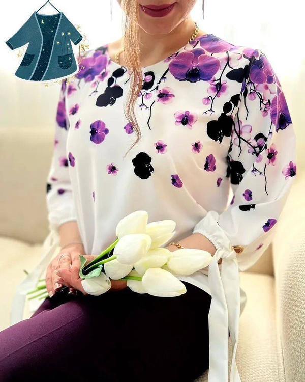 نمای کامل ست شومیز شلوار شکوفه - طراحی گلدار زیبا