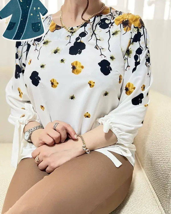 شلوار ست شکوفه نمای جلو - کمر کشی و راحت