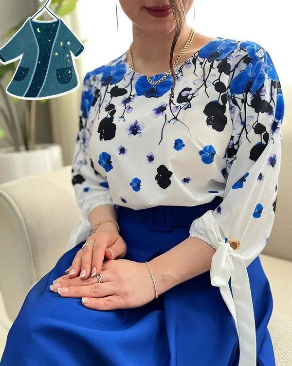 ست شومیز شلوار شکوفه نمای جانبی - استایل شیک زنانه