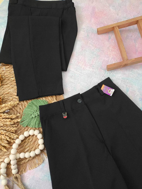 جزئیات چاک پایین شلوار راسته زنانه - پارچه کرپ درجه یک