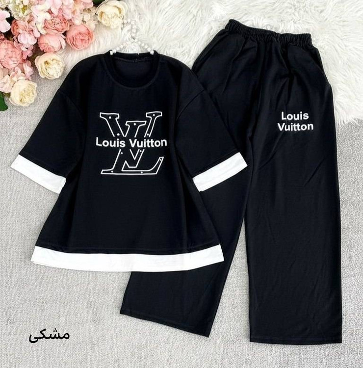 ست دو تیکه لوئی ویتون تیشرت شلوار گلکسی پنبه زنانه تنخور