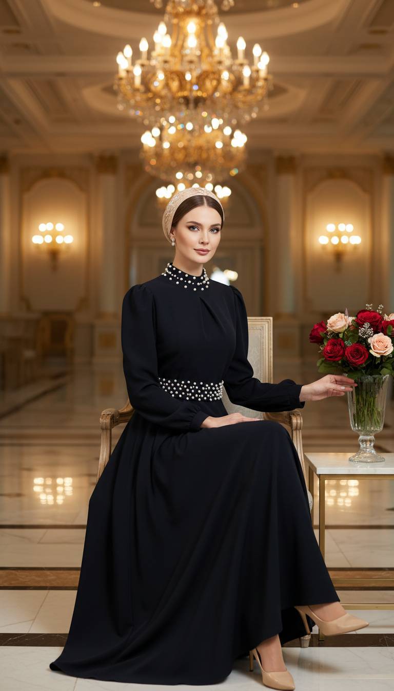 پیراهن تینا مرواریدی کامت زنانه مجلسی جزئیات مروارید