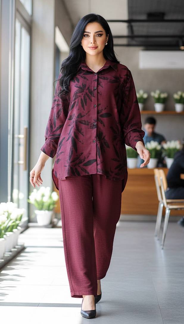 ست شومیز شلوار برگ k | شانتون درجه یک وارداتی