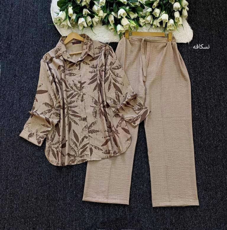 ست شومیز شلوار برگ زنانه شانتون وارداتی نمای کامل