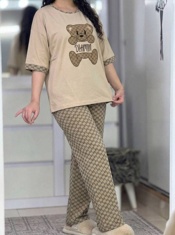 ست خانگی زنانه نسترن گلکسی پنبه نمای پشت