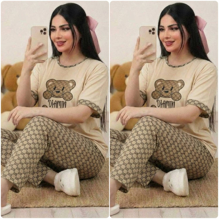ست خانگی زنانه نسترن گلکسی پنبه نمای نزدیک