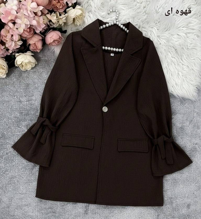 کت تک زنانه دلسانا آستین عروسکی زیتونی تیره