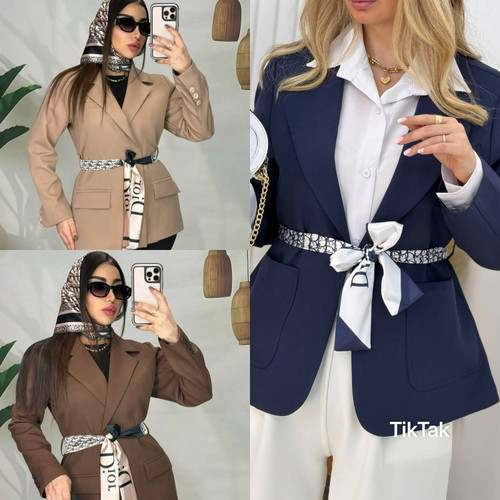 کت تک زنانه درجه ۱ مدل H مازراتی با کمربند دیور - آروما فشن