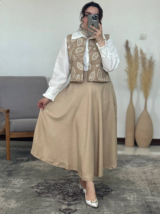 ست زنانه ۳ تیکه مدل سوزندوزی k - طرح سوزندوزی - آروما فشن