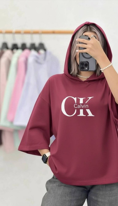 تیشرت زنانه مدل لانگ CK پنبه دبل H - جنس پنبه - آروما فشن