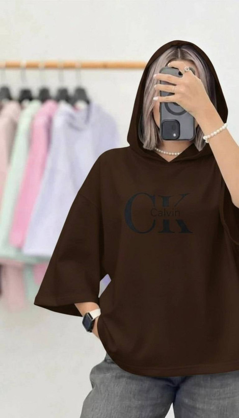 تیشرت زنانه مدل لانگ CK پنبه دبل H - جنس پنبه - آروما فشن