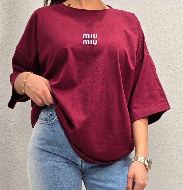 تیشرت زنانه مدل Miu Miu نخ پنبه درجه ۱ - جنس پنبه - آروما فشن