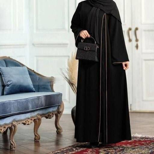 عبا زنانه مدل فاطیما مغزی دوزی جنس الیزه جت بلک درجه ۱ - تصویر 1