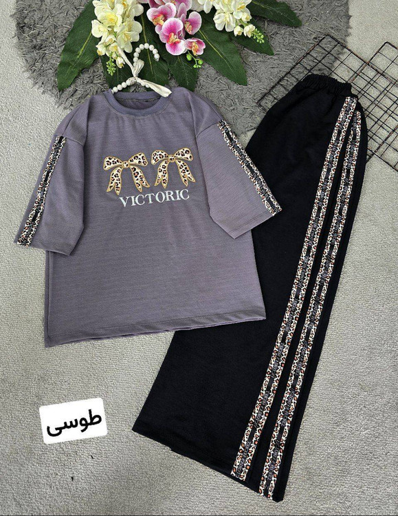 ست تیشرت شلوار زنانه مدل ویکتوریا جنس گلکسی پنبه درجه ۱ k - تصویر 19 - ست زنانه