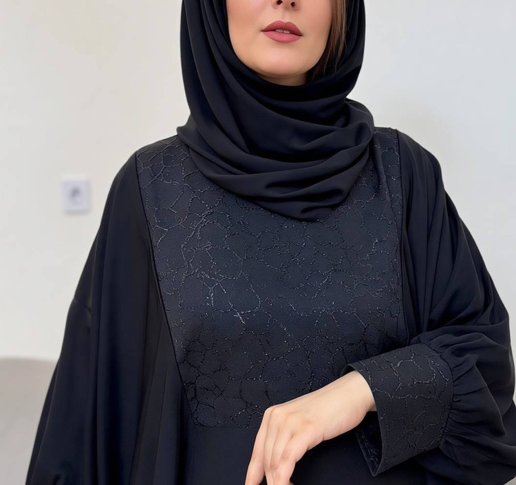 مانتو عبایی با خرجکار ژاکارد زنانه طرح ۱ جنس الیزه و ژاکارد درجه ۱ F - تصویر 5 - مانتو زنانه