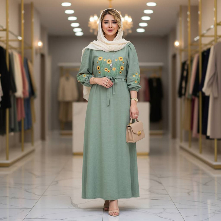 کفتان زنانه مدل آروشا گلدوزی شده F جنس بابوس درجه ۱ - تصویر 9
