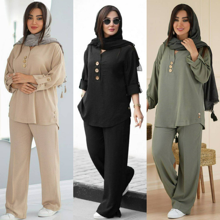 ست شومیز شلوار زنانه مدل نادین H | شانتون درجه یک - تصویر 5 - ست زنانه