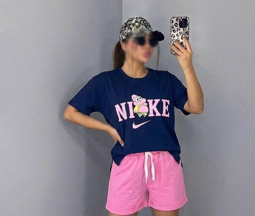 تیشرت و شورتک دخترانه مدل Nike پاتریک جنس سوپر پنبه درجه ۱ تضمینی H - لباس راحتی و خانگی زنانه (ستهای پنبهای)🏠💖