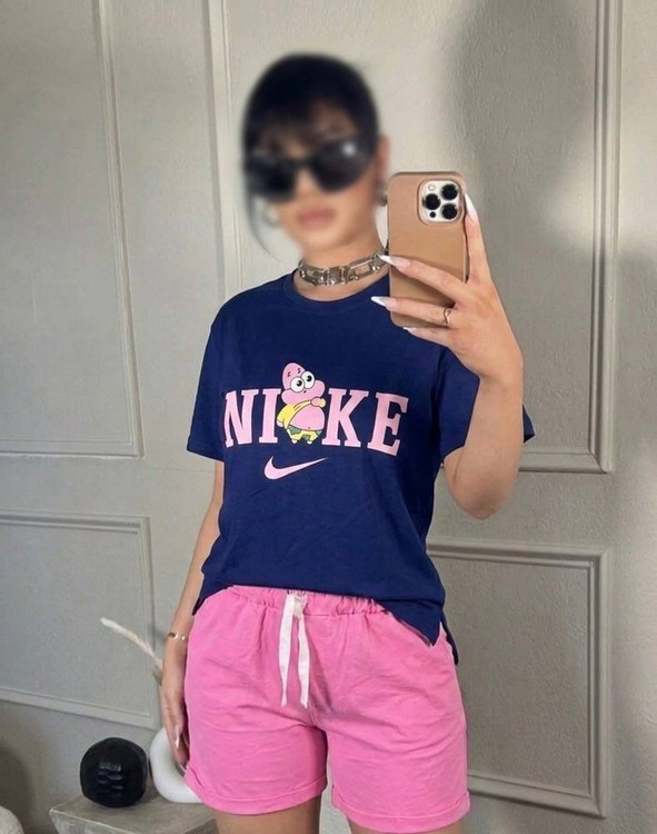 تیشرت و شورتک دخترانه مدل Nike پاتریک جنس سوپر پنبه درجه ۱ تضمینی H - لباس راحتی و خانگی زنانه (ستهای پنبهای)🏠💖