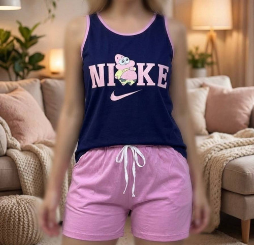تاپ و شورتک دخترانه مدل Nike پاتریک جنس سوپر پنبه درجه ۱ تضمینی H - لباس راحتی و خانگی زنانه (ستهای پنبهای)🏠💖