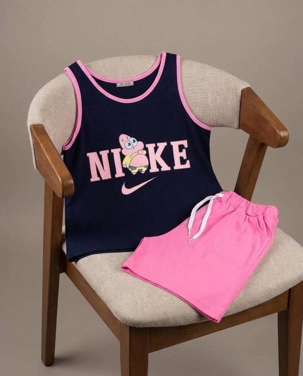 تاپ و شورتک دخترانه مدل Nike پاتریک جنس سوپر پنبه درجه ۱ تضمینی H - لباس راحتی و خانگی زنانه (ستهای پنبهای)🏠💖