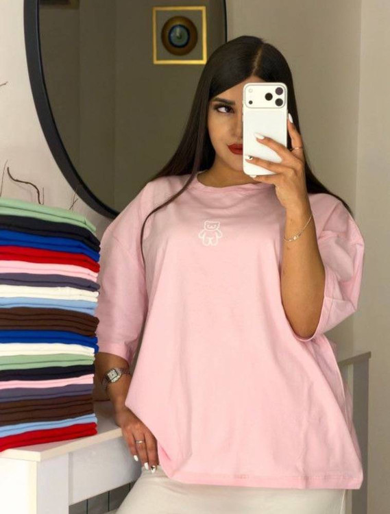 تیشرت زنانه مدل خرس H جنس نخ پنبه درجه ۱ آرومافشن - تیشرت شیک زنانه