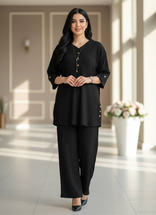 ست شومیز شلوار زنانه مدل ۳ دکمهF جنس آیوا درجه ۱ - پوشاک زنانه (مانتو، شومیز، شلوار، سارافون) 👗