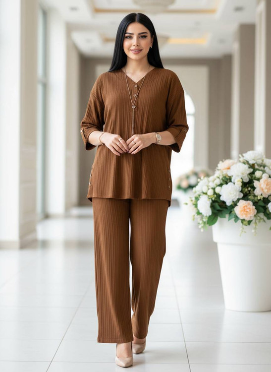 ست شومیز شلوار زنانه مدل ۳ دکمهF جنس آیوا درجه ۱ - پوشاک زنانه (مانتو، شومیز، شلوار، سارافون) 👗