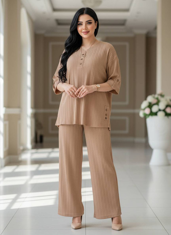 ست شومیز شلوار زنانه مدل ۳ دکمهF جنس آیوا درجه ۱ - پوشاک زنانه (مانتو، شومیز، شلوار، سارافون) 👗