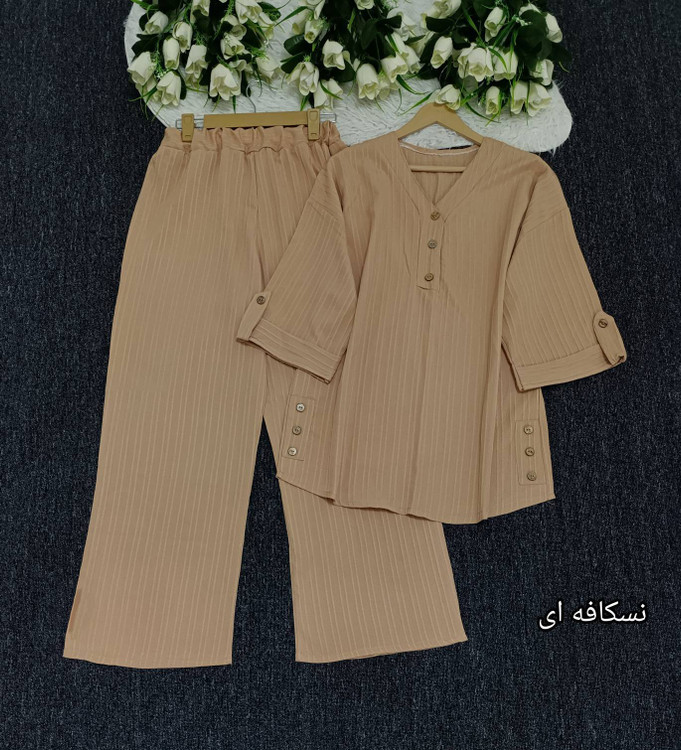 ست شومیز شلوار زنانه مدل ۳ دکمهF جنس آیوا درجه ۱ - پوشاک زنانه (مانتو، شومیز، شلوار، سارافون) 👗