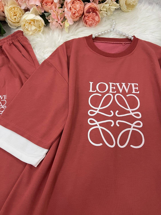 ست دو تیکه تیشرت و شلوار مدل LOEWE جنس گلکسی پنبه درجه F - لباس راحتی و خانگی زنانه (ستهای پنبهای)🏠💖