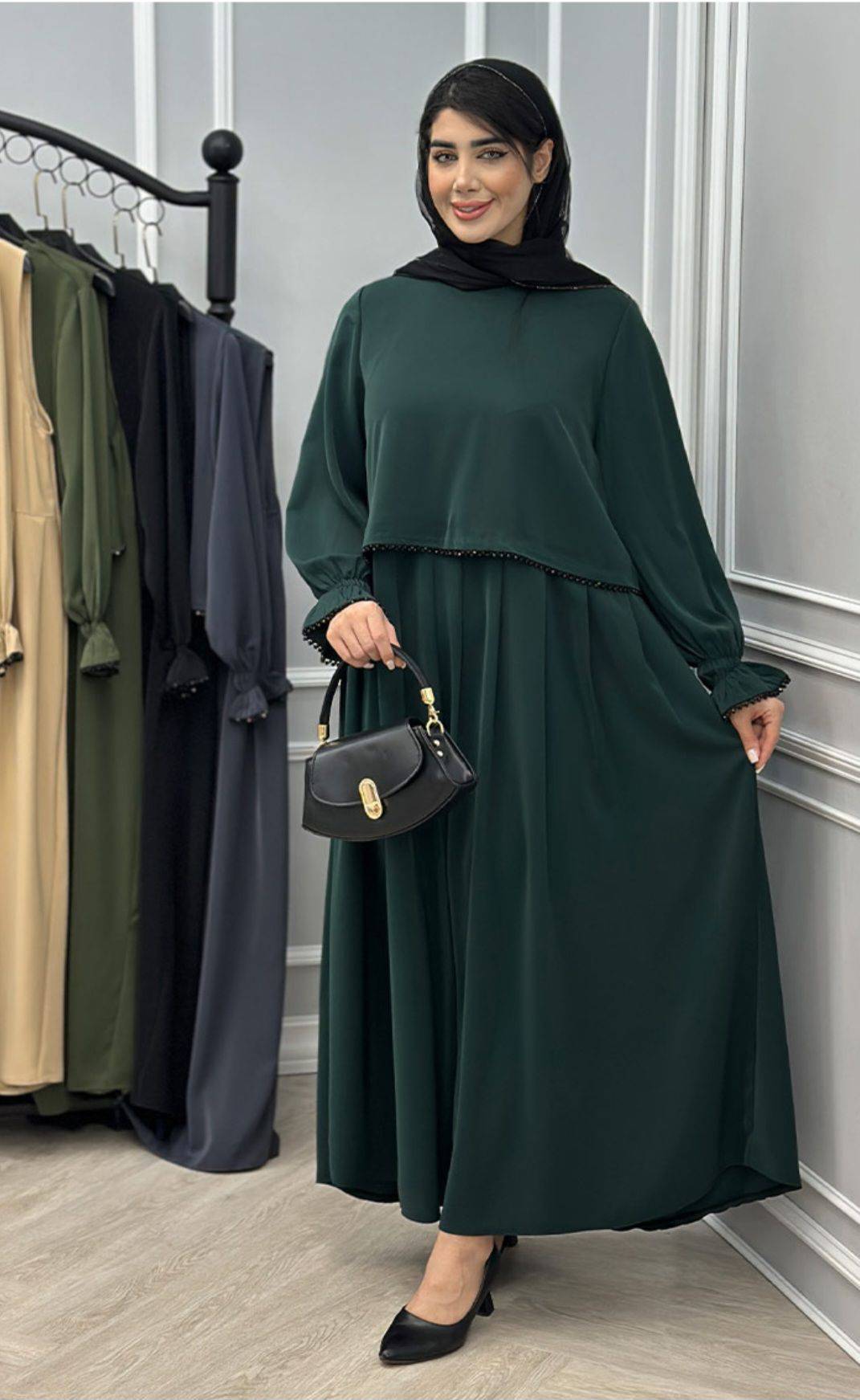 عبا زنانه مدل دوتیکه مهکامه جنس کرپ الیزه درجه ۱ گرم بالا - سارافون و عباهای مجلسی زنانه ✨👗