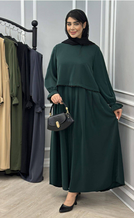 عبا زنانه مدل دوتیکه مهکامه جنس کرپ الیزه درجه ۱ گرم بالا - سارافون و عباهای مجلسی زنانه ✨👗
