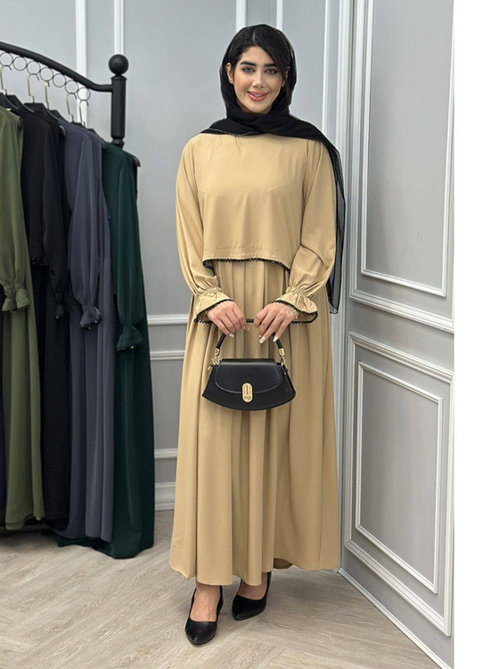 عبا زنانه مدل دوتیکه مهکامه جنس کرپ الیزه درجه ۱ گرم بالا - سارافون و عباهای مجلسی زنانه ✨👗