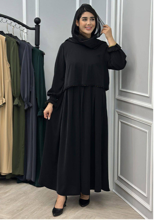 عبا زنانه مدل دوتیکه مهکامه جنس کرپ الیزه درجه ۱ گرم بالا - سارافون و عباهای مجلسی زنانه ✨👗
