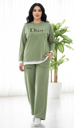 ست دو تیکه تیشرت و شلوار زنانه مدل دیور Dior جنس گلکسی پنبه درجه ۱ k - لباس راحتی و خانگی زنانه (ستهای پنبهای)🏠💖
